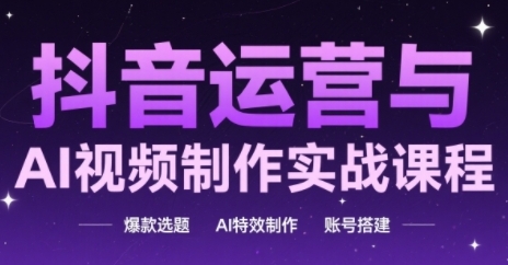 抖音运营与AI视频制作实战课程，爆款选题-AI特效制作-账号搭建_微雨项目网