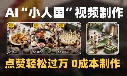 爆款1000W+播放微缩景观迷你小人国AI视频0成本制作全流程教学_微雨项目网
