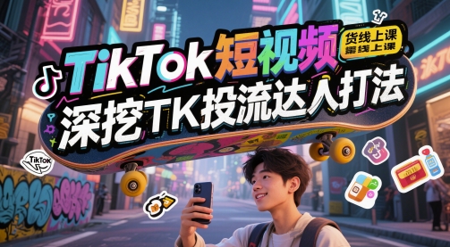 TikTok短视频带货线上课，深挖TK投流达人打法_微雨项目网