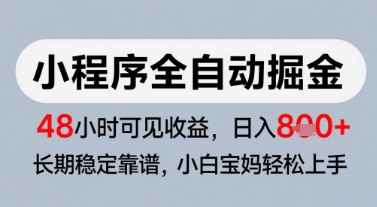 微信小程序全自动掘金，快速见收益，长期稳定靠谱，零基础友好，日入8张【揭秘】_微雨项目网