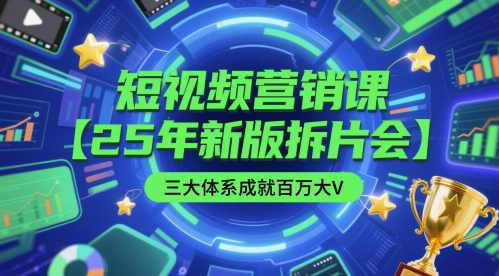 短视频营销课【25年新版拆片会】三大体系成就百万大V，包含正课、拆片会、手把手教学直播课等_微雨项目网