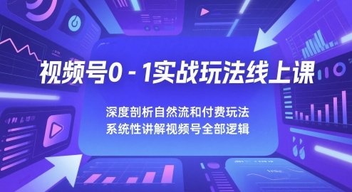 视频号0-1实战玩法线上课，深度剖析自然流和付费玩法，统性讲解视频号全部逻辑_微雨项目网