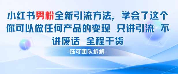 小红书男粉引流 学会了这个变现很容易，不讲废话全程针对男人的打法 全程干货_微雨项目网