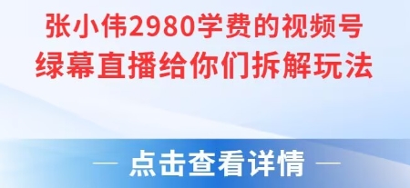 张小伟2980付费额视频号绿幕直播给你们拆解玩法_微雨项目网