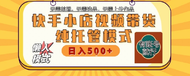 快手小店托管代运营，无需剪辑，无需选品，无需上传作品，全程无需操作，轻松月入5k+【揭秘】_微雨项目网
