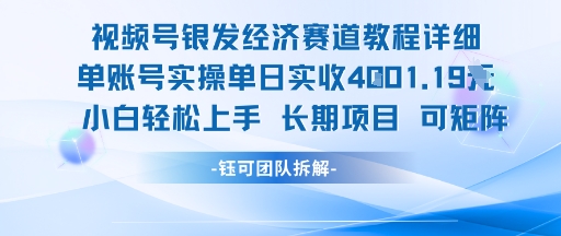 视频号银发经济赛道单账号实操单日实收1k+，小白轻松上手长期项目_微雨项目网