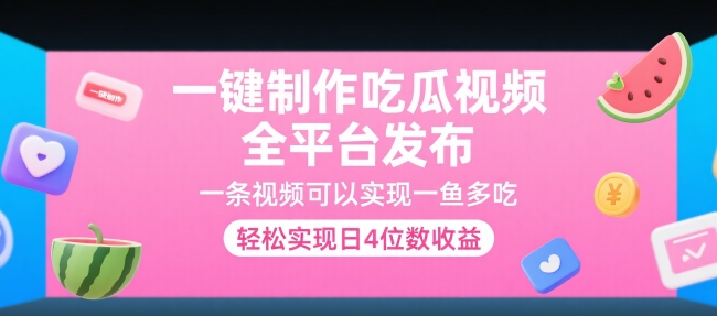 一键制作吃瓜视频，全平台发布，一条视频可以实现一鱼多吃，轻松实现日4位数收益【揭秘】_微雨项目网