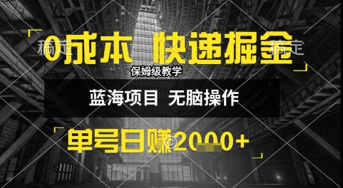 0成本快递掘金玩法，日入1k+，小白30分钟上手，收益嘎嘎猛【揭秘】_微雨项目网