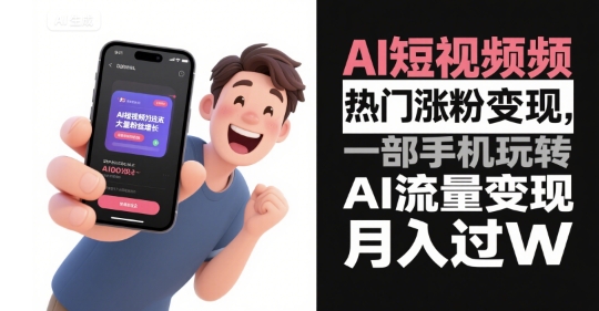 AI短视频热门涨粉变现，一部手机玩转AI流量变现，月入过W_微雨项目网