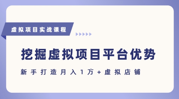抓住虚拟项目各平台优势，新手轻松月入1W+(给出具体建议)_微雨项目网