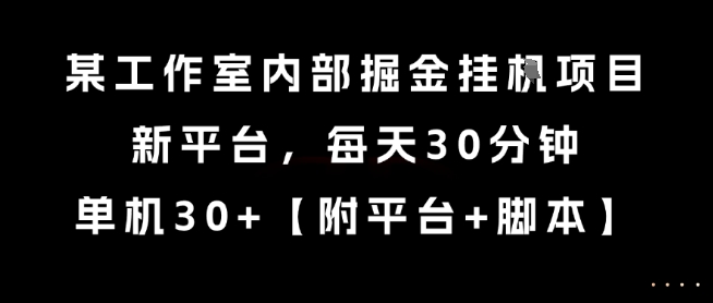 某工作室内部掘金挂G项目，新平台，每天30分钟，单机30+【揭秘】_微雨项目网