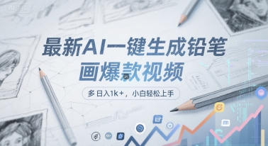 最新AI一键生成铅笔画爆款视频，多平台分发，日 入1k+，小白轻松上手【揭秘】_微雨项目网