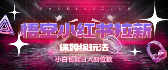 悟空小红书拉新，保姆级玩法，小白也能日入四位数_微雨项目网