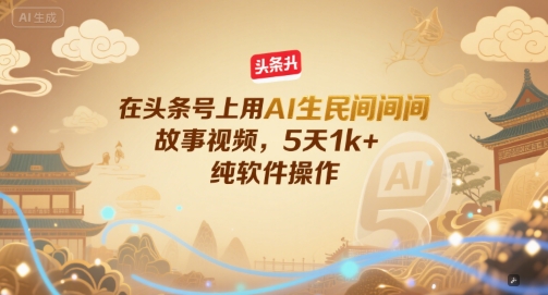 在头条号上用AI生民间故事视频，5天1k+，纯软件操作_微雨项目网