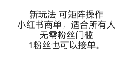 可矩阵操作，小红书商单新玩法，适合所有人，无需粉丝门槛，1粉丝也可以接单_微雨项目网