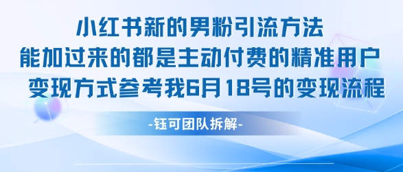 小红书全新男粉引流实操方法，日引流100多精准男粉_微雨项目网