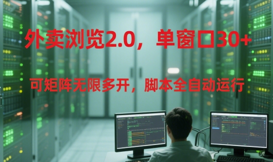 外卖浏览2.0，单窗口30+可矩阵无限多开，脚本全自动运行【揭秘】_微雨项目网