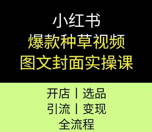 小红书爆款种草视频图文封面实操课，开店、选品、引流、变现全流程_微雨项目网