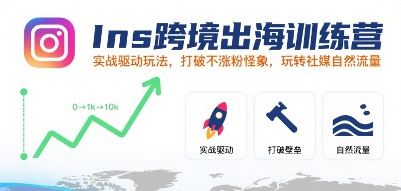 Ins跨境出海训练营，实战驱动玩法，打破不涨粉怪象，玩转社媒自然流量_微雨项目网