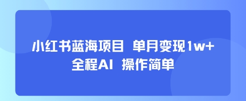 小红书蓝海项目 单月变现1w+ 全程AI 操作简单_微雨项目网