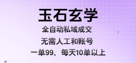 玉石玄学全自动私域成交，一单99每天十单以上，无需人工和矩阵账号，蓝海项目直接干【揭秘】_微雨项目网