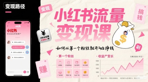 小红书流量变现课，如何从第一个粉丝就开始挣钱_微雨项目网