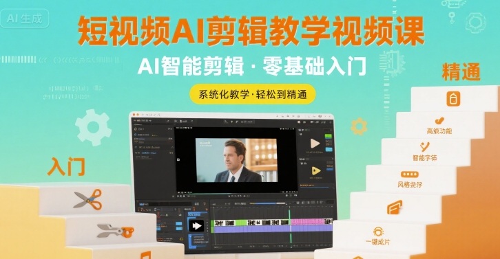 短视频AI剪辑教学视频课，入门到精通_微雨项目网