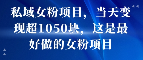 私域女粉项目，当天变现超1k，这是最好做的女粉项目，可放大操作_微雨项目网