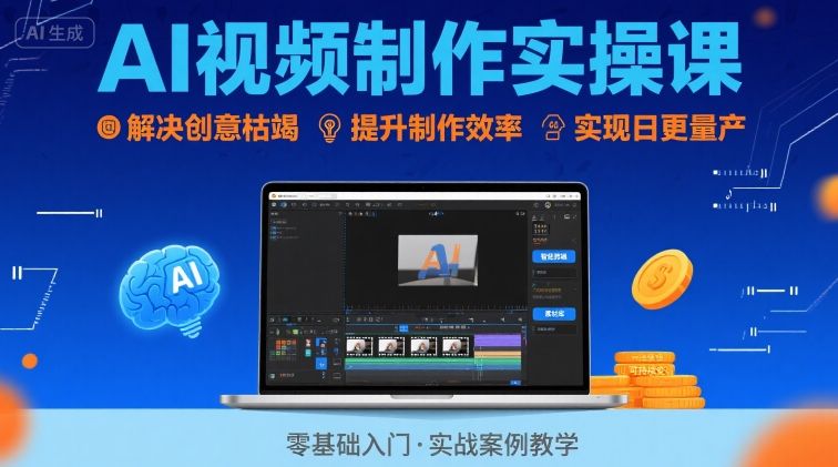Ai视频制作实操课，解决创意枯竭、效率低下痛点，实现日更量产可持续变现_微雨项目网