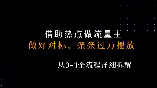 借力热点，乘顺风车玩流量主，条条过万播放， 每月收益5k+，从0-1全流程详细拆解_微雨项目网
