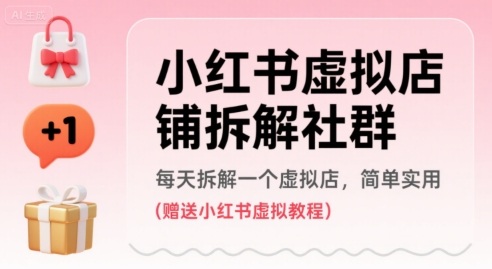 小红书虚拟店铺拆解社群，每天拆解一个虚拟店，简单实用(赠送小红书虚拟教程)_微雨项目网