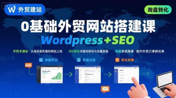 WordPress外贸建站+SEO优化课程，手把手教你从0到1搭建可获得询盘的外贸网站_微雨项目网