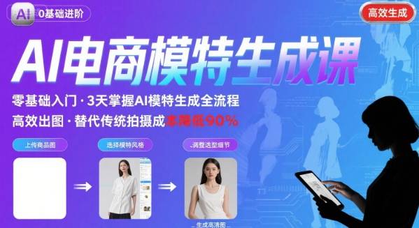 AI模特进阶课程，0基础高效生成逼真电商模特图_微雨项目网
