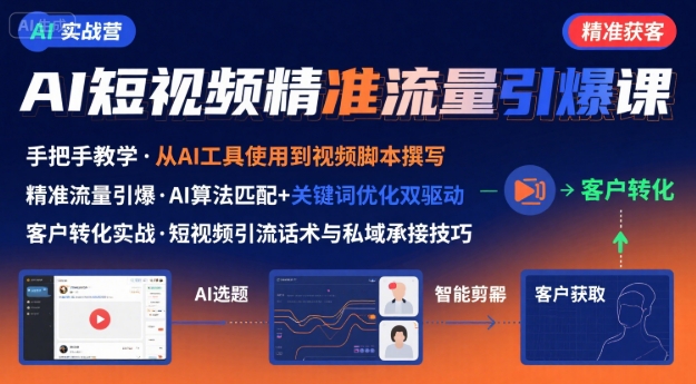 AI+短视频引爆精准客户实战营，手把手教你引爆Ai短视频精准流量_微雨项目网