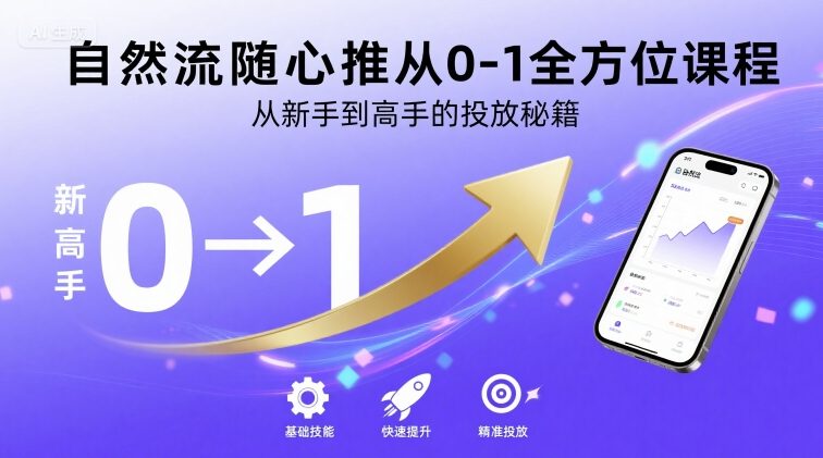 自然流随心推从0-1全方位课程，从新手到高手的投放秘籍_微雨项目网