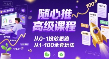 随心推高级课程，从0-1投放思路，也有从1-100的全套玩法_微雨项目网