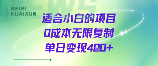 适合小白的项目0成本无限复制单日变现4张+_微雨项目网