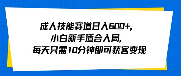 成人技能赛道日入多张，小白新手适合入局，每天只需10分钟即可获客变现_微雨项目网