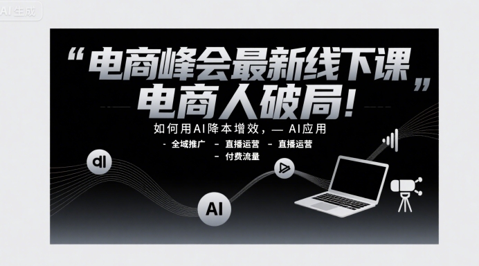 电商峰会最新线下课，电商人破局，如何用AI降本增效，AI应用-全域推广-直播运营-付费流量_微雨项目网