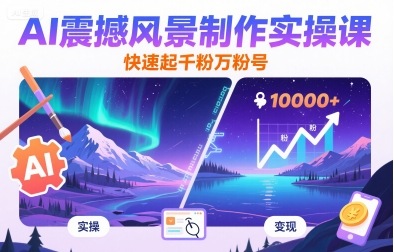 AI震撼风景制作实操课，快速起千粉万粉号_微雨项目网