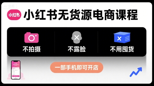 小红书无货源电商课程，不拍摄不露脸不用囤货，一部手机即可开店_微雨项目网