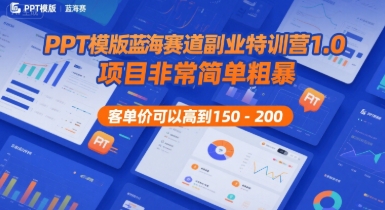 PPT模版蓝海赛道副业特训营1.0，项目非常简单粗暴，客单价可以高到150-200_微雨项目网