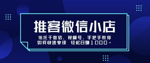 推客微信小店依托于微信、视频号，手把手教你如何快速变现 轻松日入1k+【揭秘】_微雨项目网