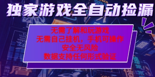 游戏全自动捡漏项目，最新独家玩法，每天操作几十分钟，无任何难度，当天见收益【揭秘】_微雨项目网