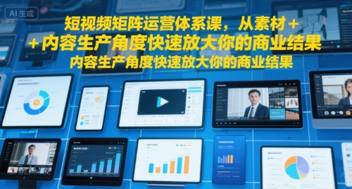 短视频矩阵运营体系课，从素材+内容生产角度快速放大你的商业结果_微雨项目网