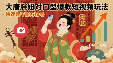 大唐胖妞对口型爆款短视频玩法，快速起千粉万粉号_微雨项目网