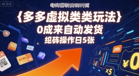 多多虚拟类目玩法，0成本全自动发货，矩阵操作日5张_微雨项目网