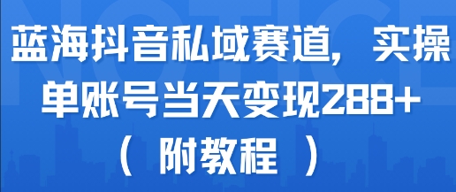 蓝海抖音私域赛道，实操单账号当天变现288+(附教程)_微雨项目网