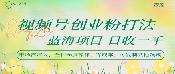 视频号创业粉打法，日入1k，蓝海项目，市场需求大，全程无脑操作，可复制_微雨项目网