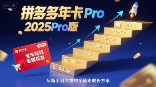 拼多多年卡2025Pro版，五大板块从认知到基础、从推广到活动、从活动到玩法_微雨项目网